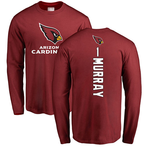 Arizona Cardinals Men Maroon Kyler Murray Backer NFL Football #1 Long Sleeve T Shirt->nfl t-shirts->Sports Accessory